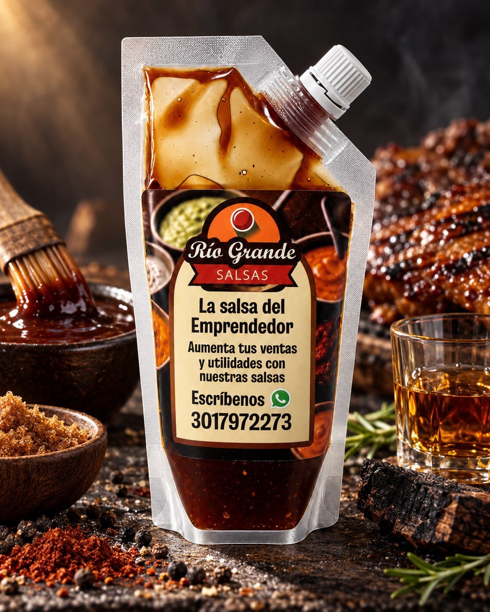 Salsa Barbacoa del Sur Río Grande junto a costillas a la parrilla