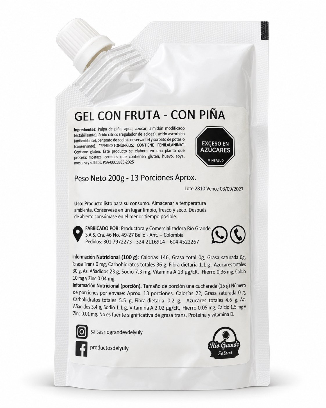 Salsa Aderezo de Piña Río Grande presentación 200 g