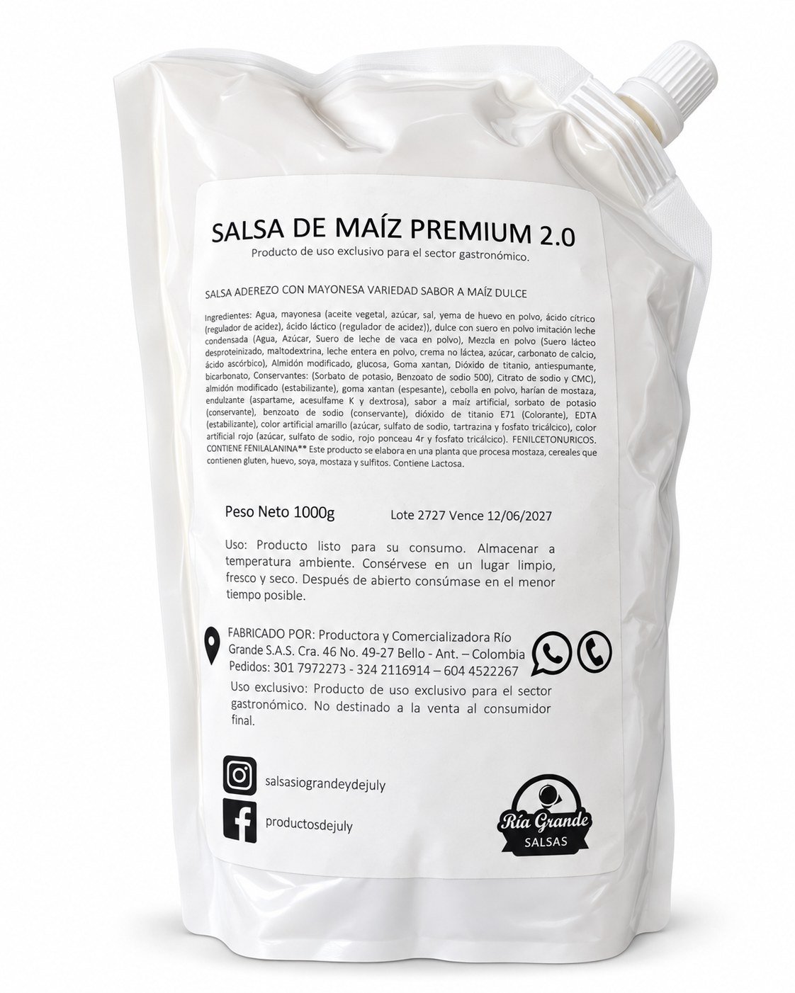 Pouch profesional Salsa Maíz Premium 2.0 Río Grande para restaurantes