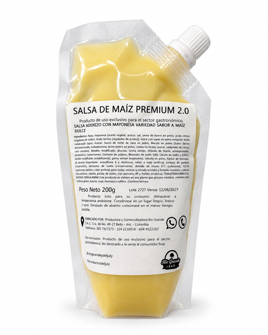 Salsa Maíz Premium 2.0 Río Grande presentación 200 g