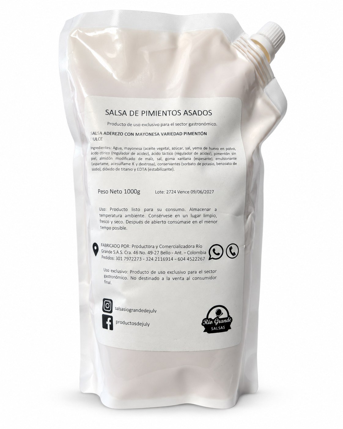 Pouch profesional Salsa Salsa de Pimentón Río Grande para restaurantes